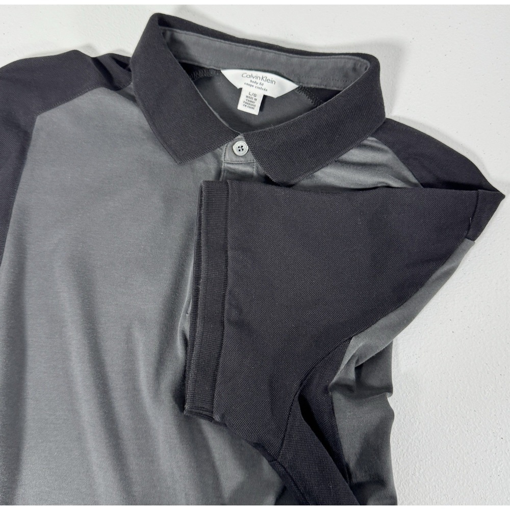 Calvin Klein Body Fit Polo Shirt Grey‎ Black Men's Large